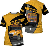 Personalized School Bus Driver Shirt - Custom Yellow Bus Driver 3D Hoodie for Men and Women