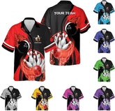 Mostprints Personalized Name Bowling Hawaii Shirts for Men and Women 3D, Bowling Shirts for Team Bowling, Bowling Shirts Gift