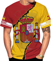 Ligthuy Personalized Name Spain Shirt 3D, Custom Spainish Shirt Flag for Men and Women, Italia Shirt Soccer Unisex Size