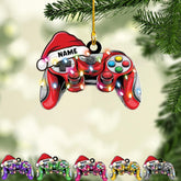 Personalized Gamer Christmas Ornament Game Controler Video Gaming Ornaments for Tree, Custom Names Christmas Tree Hanging Ornament Pine Tree Decorations for Couple Friends Family (Style 3)
