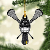 HomeDesign Personalized Lacrosse Ornament, Lacrosse Amor Shape Flat Ornament, Lacrosse Helmet Ornaments, Gifts for Lacrosse Lovers, Lacrosse Players, Lacrosse Christmas Ornament (LA 7)