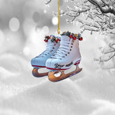 Personalized Figure Skates Christmas Ornament 2024, Ice Skating Boots 2D Flat (NOT 3D) Ornament, Figure Skating Sport Ornaments, Ice Skate Decorative Hanging Ornaments for Christmas Tree (IceSkate 3)
