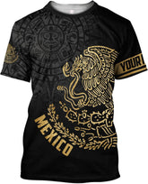 AOVL Personalized Name Mexican Shirts for Men Customized Mexico Shirts for Men Mexico Shirts Mexico Shirt Eagle Flag S-5XL
