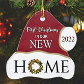 Mostprints Our First Home Wood Ornament, First Christmas in Our New Home Wood Shaped Ornament, House Decorative Ornament Wood Ornaments Christmas (1st Home)