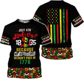 Lighthuy Personalized Juneteenth Shirt 3D, Juneteenth Shirts Women Gift, Customized Name Juneteenth Shirts for Men S-5XL