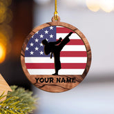 Podagree Personalized Name Karate Ornaments for Christmas Tree, Custom Wood Karate Christmas Ornament for Xmas 2023 Karate Gift for Karate Sensei Instructor Wood Ornaments Hanging Decoration (KRT5)