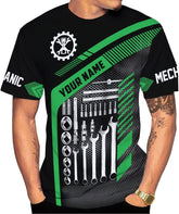 Mostefy Personalized Name Mechanic Shirt 3D, Custom Name Mechanic Shirts, Tool Box Mechanic for Men and Women Full Size S-5XL TS10