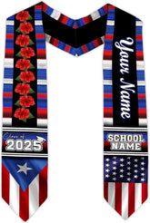 Personalized Puerto Rican Graduation Stole, Puerto Rican Graduation Sash 2025, Puerto Rico Graduation Sash