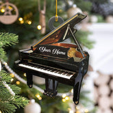 Piratify Personalized Musical Instruments Ornament, Piano Ornament Custom Wood Piano Christmas Ornament, Piano Ornaments for Christmas Tree 2022 Pine Decorations for Kid Couple Friends Family