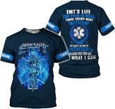 MAPrints Personalized Name EMS 3D Shirt, Emergency Medical Service T-Shirt, Parademic EMT EMS Shirt Size S-5XL for Men Women