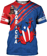 AOVL Personalized Puerto Rico Flag 3D Shirt - Unisex Adults - Red - Short Sleeve - Crew Neck - Modern - Polyester Blend - Fade Resistant - Size L