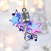 Personalized Microphone Ornament 2024 Singing Christmas Ornament Microphone Christmas Ornament Singing Ornament Concert Christmas Ornament Music Symbol Ornament (Acrylic, Style 5)