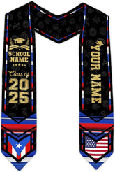 Personalized Puerto Rican Graduation Stole, Puerto Rican Graduation Sash 2025, Puerto Rico Graduation Sash