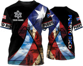 Woseprints Personalized Name Puerto Rico 3D Shirt, Puerto Rico Flag T-Shirt for Men & Women