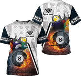 Pretyprints Personalized 3D Billiard Shirt Custom Name Men Women Team Apparel Pool 8 Ball Flag Tshirt Billiards Shirts Gift