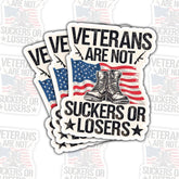 3PCS Veterans are Not Suckers Or Losers 3" Sticker, Funny Political Adult Humor Decal Democrat Republican Liberal Gift American Patriot for Windows, Cars, Trucks, Laptop Phone Hard Hat