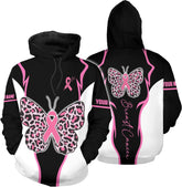 Podagree Personalized Breast Cancer Hoodie 3D, Pink Ribbon Awareness Sweatshirt, Survivor Pride Breast Cancer Zip Hoodie