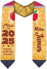 Pretyprints Personalized Class Of 2025 Teacher Graduation Stole Custom Teacher Pencil Graduation Sash Gift College Graduation