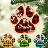 Mostprints Personalized Wooden Dog Cat Paw Ornament Christmas, Custom Dogs Cat Pet Name Ornaments, Customized Memorial Dog Ornament for Christmas Tree, Decoration Gift Wood Hanging Ornament Décor 05
