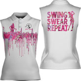 Podagree Personalized Golf Polo Shirts for Women Sleeveless with Collar, Funny Shirts for Women, Ladies Sleeveless Golf Shirt