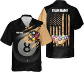 Personalized Billiard Hawaiian Shirt Button Down Custom Billiard Stick 8 Ball Pool Billiard Team Gift for Billiards