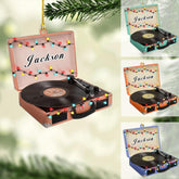 AOVL Personalized Vinyl Record Ornaments 2024 Custom Record Vinyl Gift Xmas Record Player Christmas Ornament Record Player Ornament Record Player Ornaments for Christmas Tree (VR1)