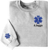 Intenprints Personalized EMS EMT Embroidered Sweatshirt, Custom EMS EMT Paramedic Uniform Emergency Medical Technician Shirts