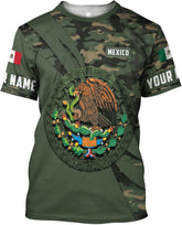 AOVL Personalized Name Mexican Shirts for Men Customized Mexico Shirts for Men Mexico Shirts Mexico Shirt Eagle Flag S-5XL