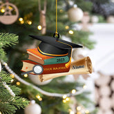 MoonArt Personalized Graduation Christmas Ornament Customization Wood Plastic Ornaments for Xmas High School College Bachelor Master's Degree PhD Graduate Keepsake School, Teacher Graduation (GD2)
