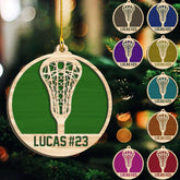 HomeDesign Personalized Lacrosse Ornament, Lacrosse Amor Shape Flat Ornament, Lacrosse Helmet Ornaments, Gifts for Lacrosse Lovers, Lacrosse Players, Lacrosse Christmas Ornament (LA 17)