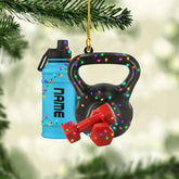 AOVL Personalized Weight Plate Ornament Weight Ornament Fitness Gift for Gym Ornament Merry Liftmas Christmas Hanging Ornaments Weight Plates Ceramic Ornament (DF5)