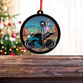 Personalized Name Motorcycle Suncatcher Ornament, Motorcycle Christmas Suncatcher Wood Ornament, Biker Gift, Motorcycle Gifts, Motorcycle Home Decor Ornaments for Motorcycle Lovers (Style 12)