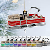 Parvii Personalized Pontoon Boat Ornament, Custom Pontoon Christmas Ornament, Pontoon Boat Christmas Ornament, Pontoon Boat, Christmas Tree Ornament, Custom Pontoon Hanging Ornament (PT 2)