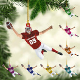Artparel Personalized Football Ornament Customized Football Christmas Ornaments Football Ornament Christmas Hanging Décor Gift for Football Fans Football Gifts Gift for Football Player (FB 15)
