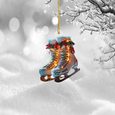 Personalized Figure Skates Christmas Ornament 2024, Ice Skating Boots 2D Flat (NOT 3D) Ornament, Figure Skating Sport Ornaments, Ice Skate Decorative Hanging Ornaments for Christmas Tree (IceSkate 2)