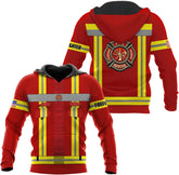 Vybonz Personalized Firefighter Hoodie Zip Custom Name Fire Man Firefighter Gift Sweatshirt 3D Unisex Shirt for Men Women