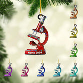 Artparel Custom Medical Microscope Ornament Microscope Ornament with Name Microscope Science Medical Ornament Medical Microscope Ornaments for Christmas Tree (MM6)