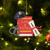 MAPrints Personalized Police Ornaments, Police Christmas Shape Flat Ornament, Police Hanging Ornament Printed, Police Officer Ornament, Police Hat Ornament, Police Car Ornament (PL 2)