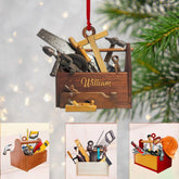Personalized Carpenter Christmas Ornament, Tool Set Carpenter Ornament 2024 Ornaments for Christmas Tree, Custom Names Christmas Tree Ornament Pine Tree Decorations