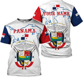 Custom Panama Shirts for Men 3D Panama Coat of Arms Shirts Panamanian Flag Pride Shirts Panama Hombres Camisa Men Women
