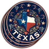 (3pcs) Texas Retro USA Decal, Texas State Flag Retro Decal 5 Inches, Texas America American Gods Country Bush Vinyl Made in USA, Decal for Car Laptop Water Bottle Phone Car Window Helmet