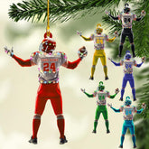 Piratify Personalized Name Football Ornaments 2024, Customized Football Christmas Ornaments Wood, Acrylic Ornament Christmas Tree Hanging Ornament Pine Tree Decorations for Football Team