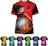 Ligthuy Personalized Name Volleyball Shirts 3D for Men and Women, Volleyball Shirt for Volleyball Lover, Unisex Tee Shirt