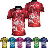 Ligthuy Personalized Name Bowling Polo Shirts 3D for Men and Women, Bowling Shirt, Bowling Shirts for Men Team Bowling Shirt