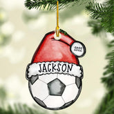 Mostprints Personalized Name and Numer Soccer Christmas Ornament 2023, Custom Soccer Ornaments for Xmas, Soccer Ornament Handmade from Wood Tree Hanging Ornament Pine Tree Decorations for Couple