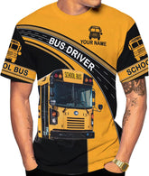 HomeDesign Personalized School Bus Driver Shirt Custom School Bus Driver Shirts Yellow Bus Driver 3D T Shirts Tshirt for Men and Women (Style 4), L-5XL