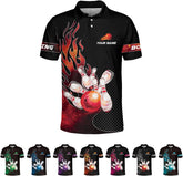 Royal Fight Personalized Bowling Polo Shirts 3D Custom Bowling Polo Shirt Bowling Shirts for Team Gift for Bowling Lover