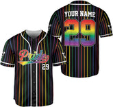 AOVL Personalized LGBT Pride Baseball Jersey Pride Hand LGBT Flag Jersey Rainbow Les Gay Shirts LGBT Pride Month Jerseys