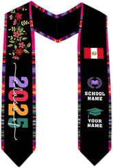Pretyprints Peruvians Graduation Sash, Peru Graduation Stole Custom Personalized Peruvians American Flag Graduation Sash 2025