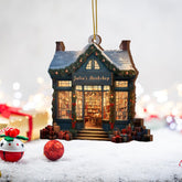 AOVL Personalized Bookstore Christmas Ornament Bookshop Ornament Librarian Ornament Book Lovers Bookshop 2D Flat Ornament Gift for Book Lovers Xmas The Book Shop Christmas (Bookstore 1)